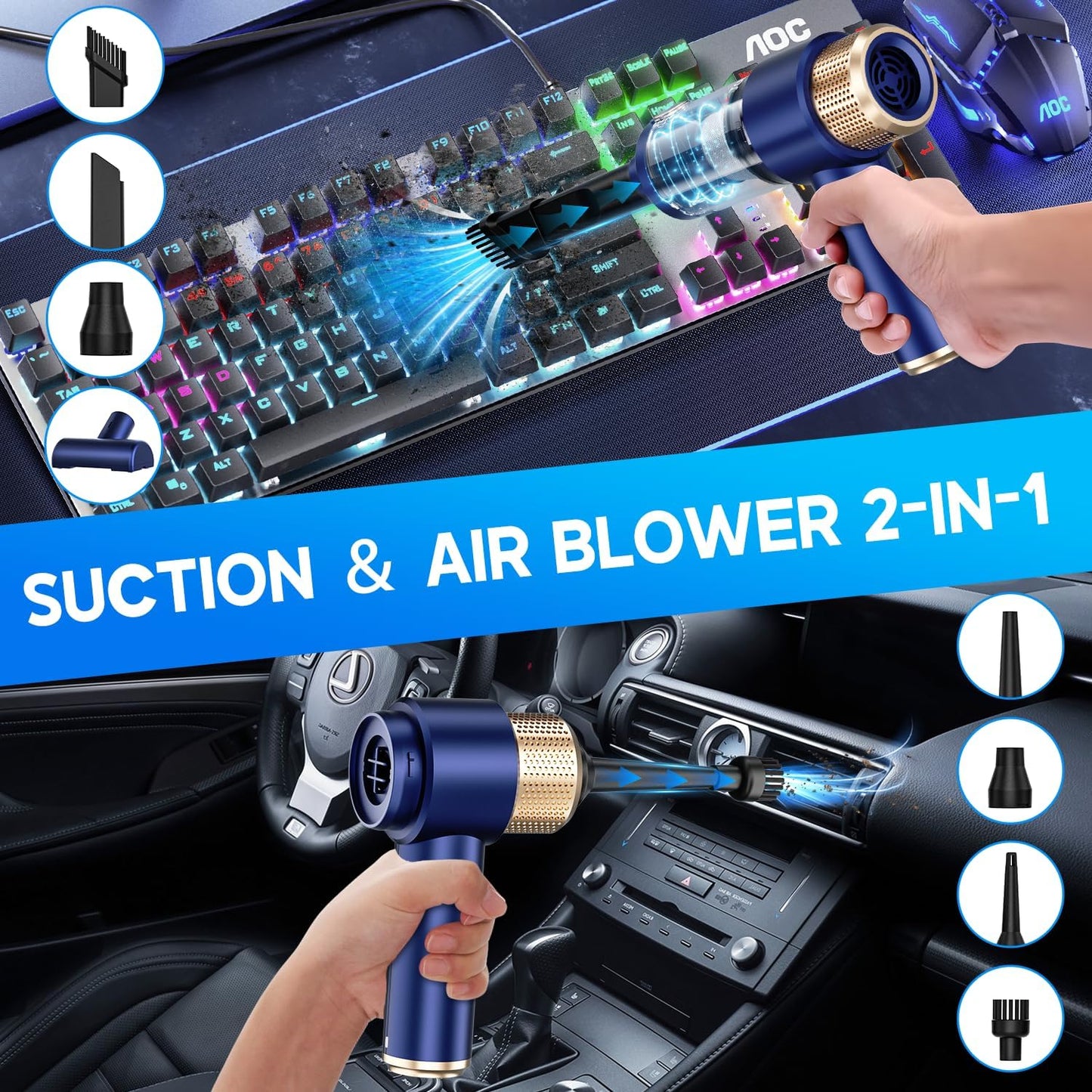Zerra cordless 2-in-1 Car & Home Vacuum Cleaner with Air Blower