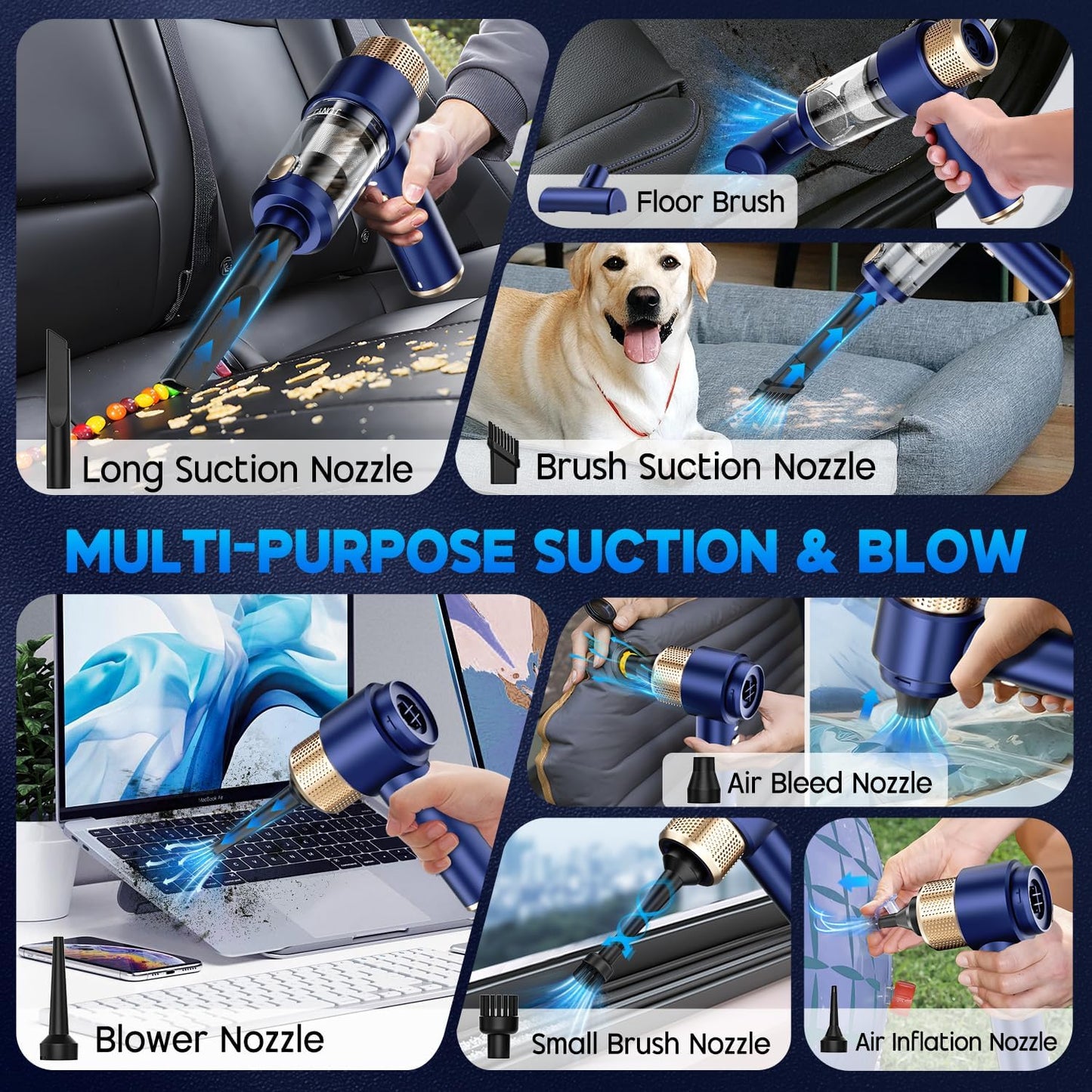 Zerra cordless 2-in-1 Car & Home Vacuum Cleaner with Air Blower